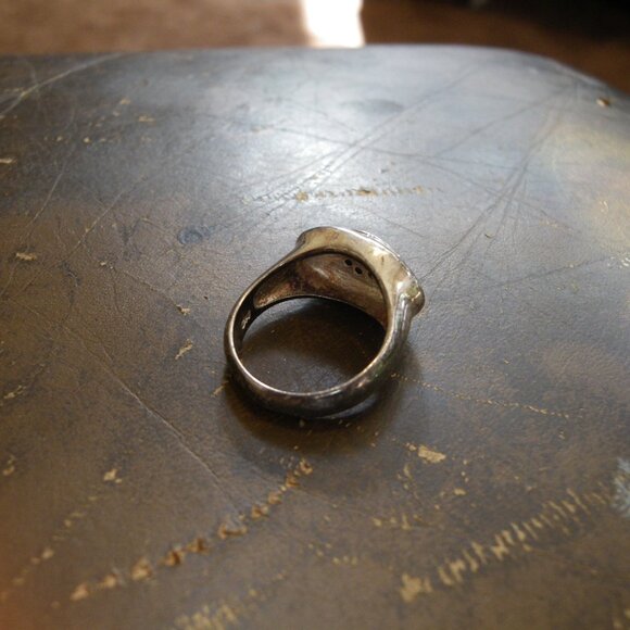 Women's Sterling Silver Statement Ring w/ Iridescent Gemstone & Marcasites - Picture 3 of 3